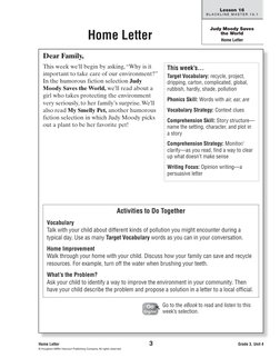 Home Letter
Dear Family,
This week we’ll begin by asking, “Why is it 
important to take care of our environment?” 
In the hum