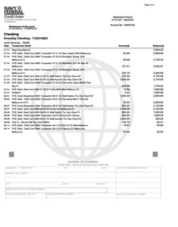 Page 2 of 4
 
07-21
 
Beginning Balance
 
07-24
 
POS Debit - Debit Card 3869 Transaction 07-21-23 Red Lobster 6205 Melbour