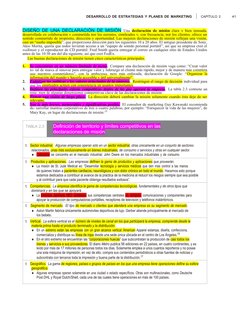 DESARROLLO DE ESTRATEGIAS Y PLANES DE MARKETING  | CAPÍTULO 2
41
DISEÑO DE UNA DECLARACIÓN DE MISIÓN Una declaración de misió