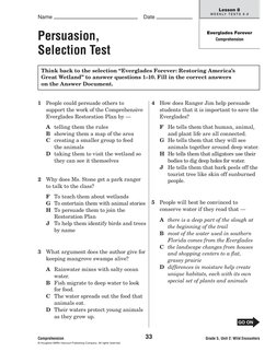 Name 
 Date 
Grade 5, Unit 2: Wild Encounters
   
Lesson 8
W E E K LY  T E S T S  8 . 8
'//.
Comprehension
© Houghton Mifflin