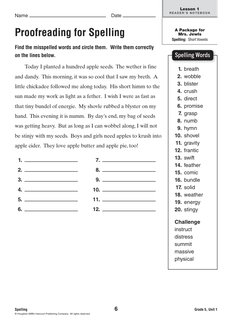 Proofreading for Spelling
Find the misspelled words and circle them.  Write them correctly
on the lines below.  
Today I plan