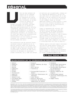 HackingMexico,  Año 1, No. 2, enero – marzo 2013, es una publicación bimestral editada por Editorial Althair, www.indautor.se