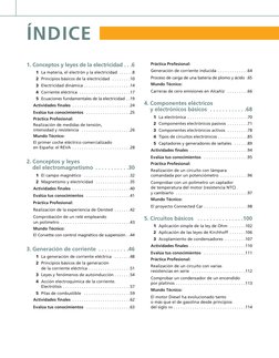ÍNDICE
1. Conceptos y leyes de la electricidad . . .6
1 La materia, el electrón y la electricidad  . . . . . .8
2 Principios