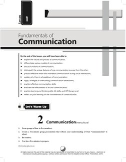 2 CommunicationIntercultural
1.
Form groups of four to five members. 
2.
Create a two-minute group presentation that reflects