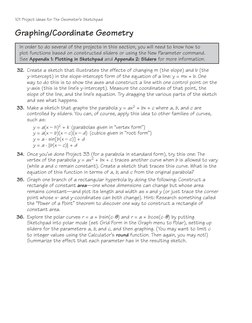 101 Project Ideas for The Geometer’s Sketchpad
Graphing/Coordinate Geometry
In order to do several of the projects in this se