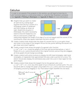 Calculus
In order to do several of the projects in this section, you will need to know how to 
plot functions based on constr