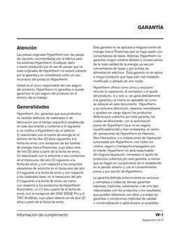 Tabla de contenido
powermax65/85  Manual del operador	
iii
Septiembre 2010
Información de cumplimiento 
W-1
Atención
Las piez