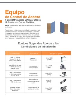 6
Equipo
de Control de Acceso
I. Control De Acceso Vehicular Clásico
I.2 Acceso con Puertas Abatibles
Equipos Sugeridos Acord