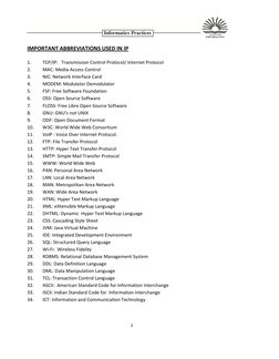 2
IMPORTANT ABBREVIATIONS USED IN IP
1.
TCP/IP: Transmission Control Protocol/ Internet Protocol
2.
MAC: Med