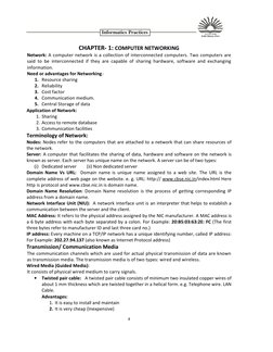 4
CHAPTER- 1: COMPUTER NETWORKING
Network: A computer network is a collection of interconnected computers. Two comp