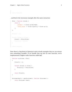 return $results;
...and here's the inventory example aDer the same extraction:
$func = function ($item) {
return [
'product'