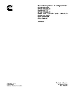 Copyright© 2010
Cummins Inc.
Todos os direitos reservados
Manual de Diagnóstico de Código de Falha
ISF2.8 CM2220 E
ISF2.8 CM2