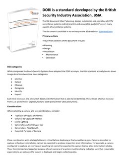 DORI is a standard developed by the British 
Security Industry Association, BSIA.  
The BSI document titled “planning, design