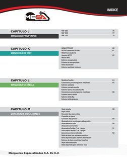 Mangueras Especializadas S.A. De C.V. 
INIDICE
80
81
82
 
76
77
78
VAP 100
VAP 150
VAP 250
Metálica flexible
Conexiones para