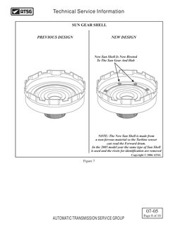 SUN GEAR SHELL
PREVIOUS DESIGN
NEW DESIGN
New Sun Shell Is Now Riveted
To The Sun Gear And Hub
Figure 7
NOTE: The New Sun She