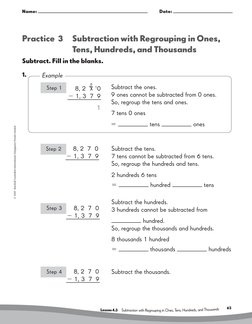 63
© 2009  Marshall Cavendish International (Singapore) Private Limited
Name: 
  	
Date: 
Practice  3 
Subtraction with Regr
