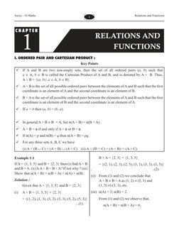 1
Relations and Functions
Surya - 10 Maths
C H A P T E R1
RELATIONS AND 
FUNCTIONS
I. Ordered Pair and Cartesian Product :
Ke