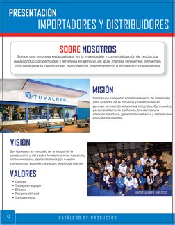 PRESENTACIÓN
IMPORTADORES Y DISTRIBUIDORES
C A T Á L O G O   D E   P R O D U C T O S
0
SOBRE NOSOTROS
Somos una empresa espec