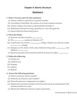 Class 8 ICSE Chemistry Worksheets | PDF | Chemical Reactions | Ion