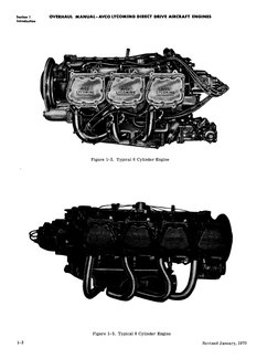 Section
1
OVERHAUL MANUAL-AVCO LYCOMINO DIRECT DRIVE AIRCRAFT ENGINES
Introduction
Figure 1-2. Typical 6 Cylinder Engine
Figu