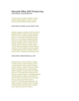 Microsoft Office 2007 Product Keys | PDF