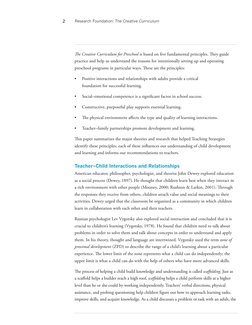 2
Research Foundation: The Creative Curriculum
The Creative Curriculum for Preschool is based on five fundamental principles.