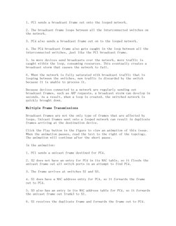 1. PC1 sends a broadcast frame out onto the looped network.
2. The broadcast frame loops between all the interconnected switc