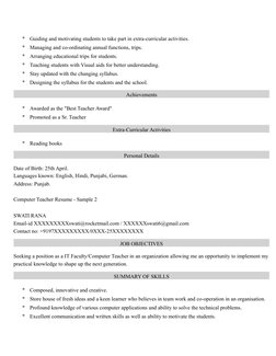 Guiding and motivating students to take part in extra-curricular activities.
Managing and co-ordinating annual functions, t