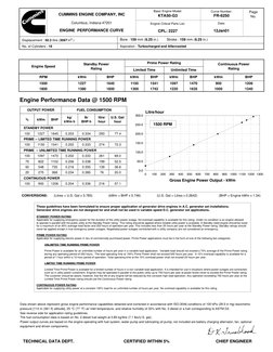 Cummins KTA50-G3 Engine Performance Data | PDF | Diesel Engine | Engines