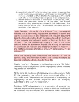 2. Accordingly, plaintiff's offer to redeem two subject properties[,] as
earlier mentioned, were in accord with the said prov