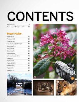 CONTENTS
61
12
44
22
What is a CSC? 
8
Pro interviews: Making the switch 
12
Buyer’s Guide
Panasonic G9 
22
Panasonic GX9 
24