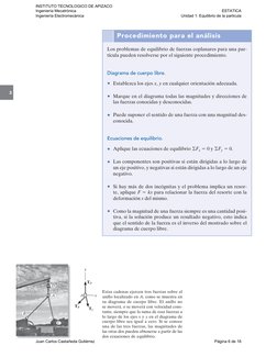 3
Procedimiento para el análisis
Los problemas de equilibrio de fuerzas coplanares para una par-
tícula pueden resolverse por
