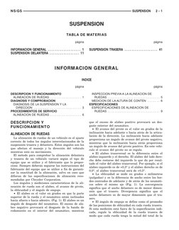 SUSPENSION
TABLA DE MATERIAS
pa´gina
pa´gina
INFORMACION GENERAL . . . . . . . . . . . . . . . . . . . 1
SUSPENSION DELANTERA
