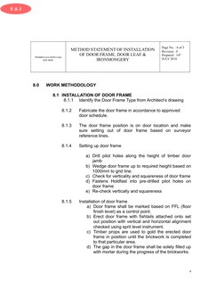 Door Frame Installation Method Statement | PDF | Door | Drill