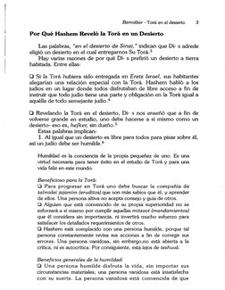 Bamidbar - Torá en el desierto 
3 
Por Qué Hashem Reveló la Torá en un Desierto 
Las palabras, "en el desierto de Sinai, " in
