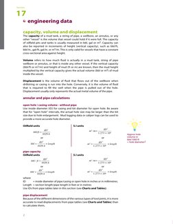 
Section
17 engineering data
capacity, volume and displacement
The capacity of a mud tank, a string of pipe, a wellbore, an
