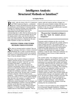 Structured vs. Intuitive Analysis in Intelligence | PDF
