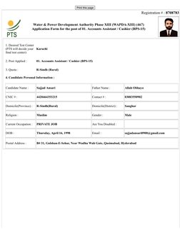 WAPDA Accounts Assistant Application Form | PDF | Qualifications ...