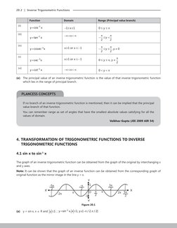 20.2  |  Inverse Trigonometric Functions
PLANCESS CONCEPTS
Function
Domain
Range (Principal value branch)
(ii)
1
y
cos
x
−
=