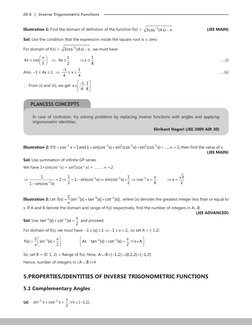 20.6  |  Inverse Trigonometric Functions
PLANCESS CONCEPTS
Illustration 1: Find the domain of definition of the function f(x)
