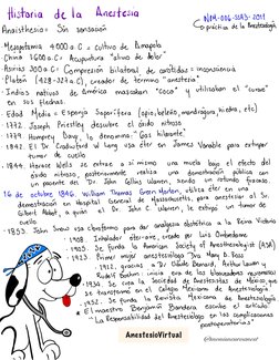 AnestesioVirtual
@monisneuroanest
Historia
de la
Anestesia
NOM
- oocessaz-2011
Anaisthesia =
Sin
sensación
↳práctica de la An