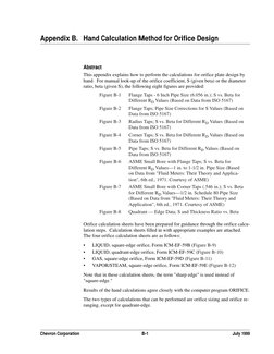 Chevron Corporation
B-1
July 1999
Appendix B. Hand Calculation Method for Orifice Design
Abstract
This appendix explains how