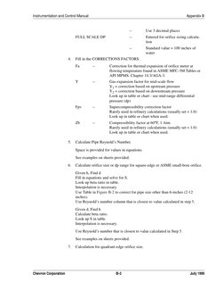 Instrumentation and Control Manual
Appendix B
Chevron Corporation
B-3
July 1999
4.
Fill in the CORRECTIONS FACTORS.
5.
Calcul