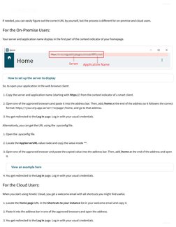 If needed, you can easily figure out the correct URL by yourself, but the process is different for on-premise and cloud users