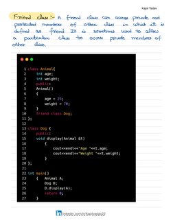 Kapil Yadav
linkedin.com/in/kapilyadav22
Friend
class
? -
A
friend
class
can
access
private
and
protected
members
of
other
cl