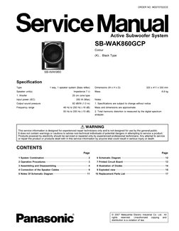Panasonic SB Wak 860 GCP Service Manual | PDF | Loudspeaker
