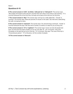A2 Listening Test 2 Answer Key | PDF | Language Arts & Discipline ...