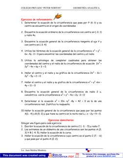 COLEGIO PRIVADO “PETER NORTON”                     GEOMETRÍA ANALITICA
Lic. Juan Medina Mendoza
4
Ejercicios de reforzamiento