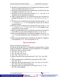 COLEGIO PRIVADO “PETER NORTON”                     GEOMETRÍA ANALITICA
Lic. Juan Medina Mendoza
8
5. Encuentra la ecuación ge
