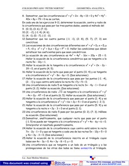 COLEGIO PRIVADO “PETER NORTON”                     GEOMETRÍA ANALITICA
Lic. Juan Medina Mendoza
9
8. Demostrar, que las circu
